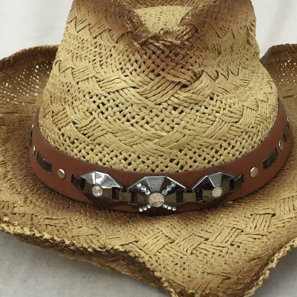 Women's Stone Age Tan and Brown Straw Hat